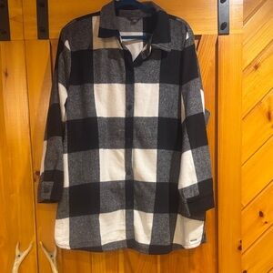 Eddie Bauer Black, White & Gray Buffalo Check Utility Shacket